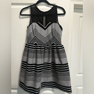 Trixxi Black and White Chevron Mini Dress